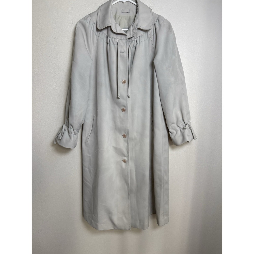Forecaster of Boston‎ Women's Trench Coat Size 12 Light Gray Vintage Nylon